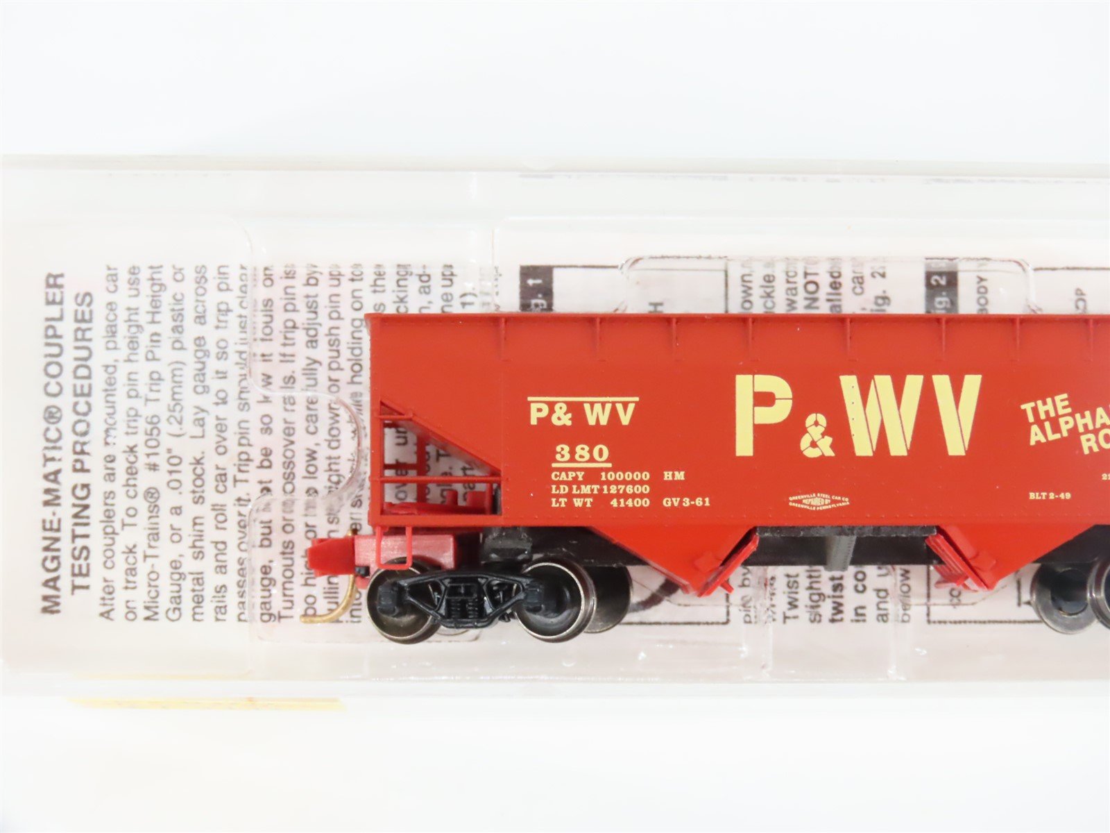 N Scale Micro-Trains MTL 55260 P&WV The Alphabet Route 2-Bay Hopper #380