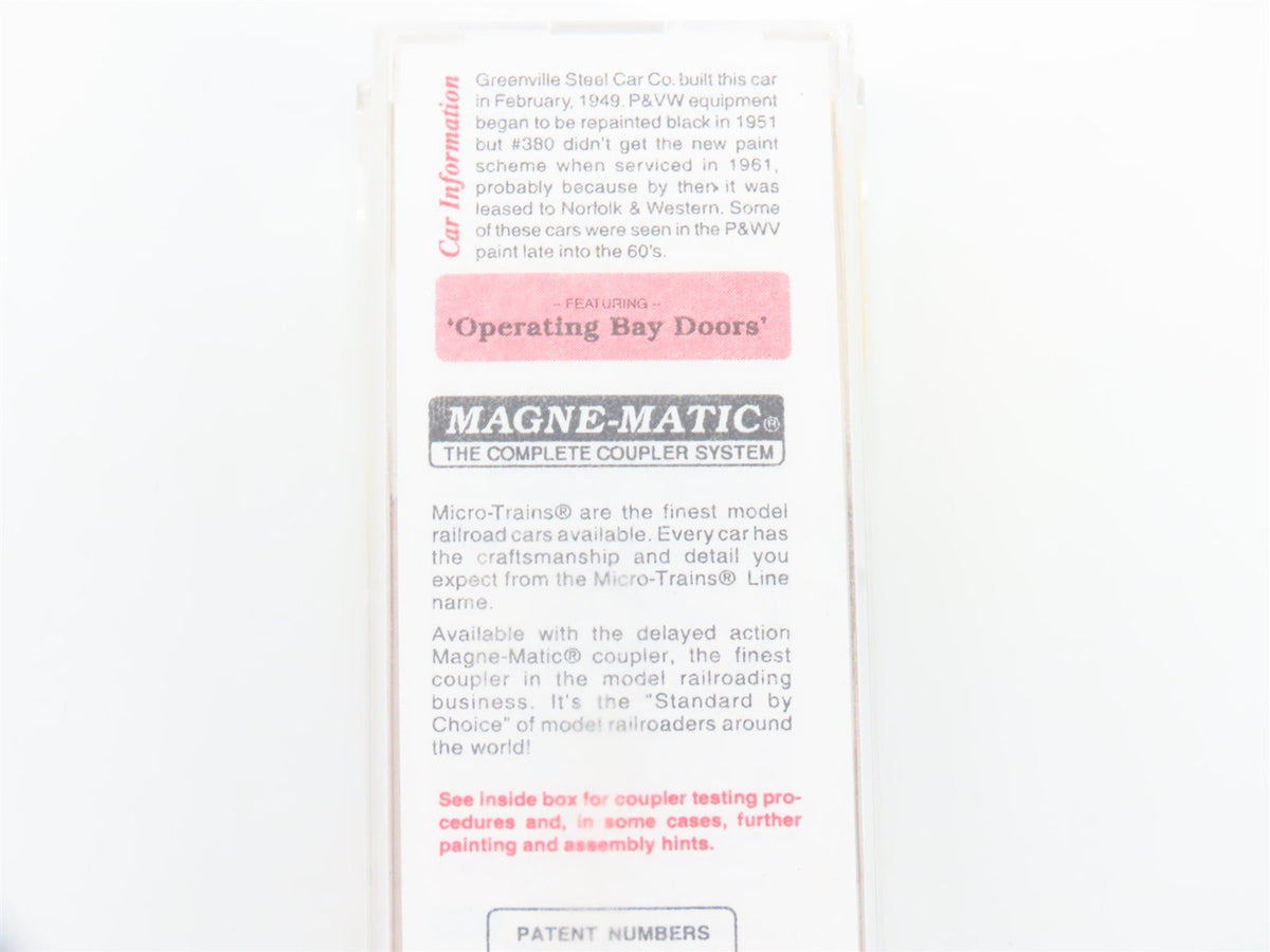 N Scale Micro-Trains MTL 55260 P&amp;WV The Alphabet Route 2-Bay Hopper #380
