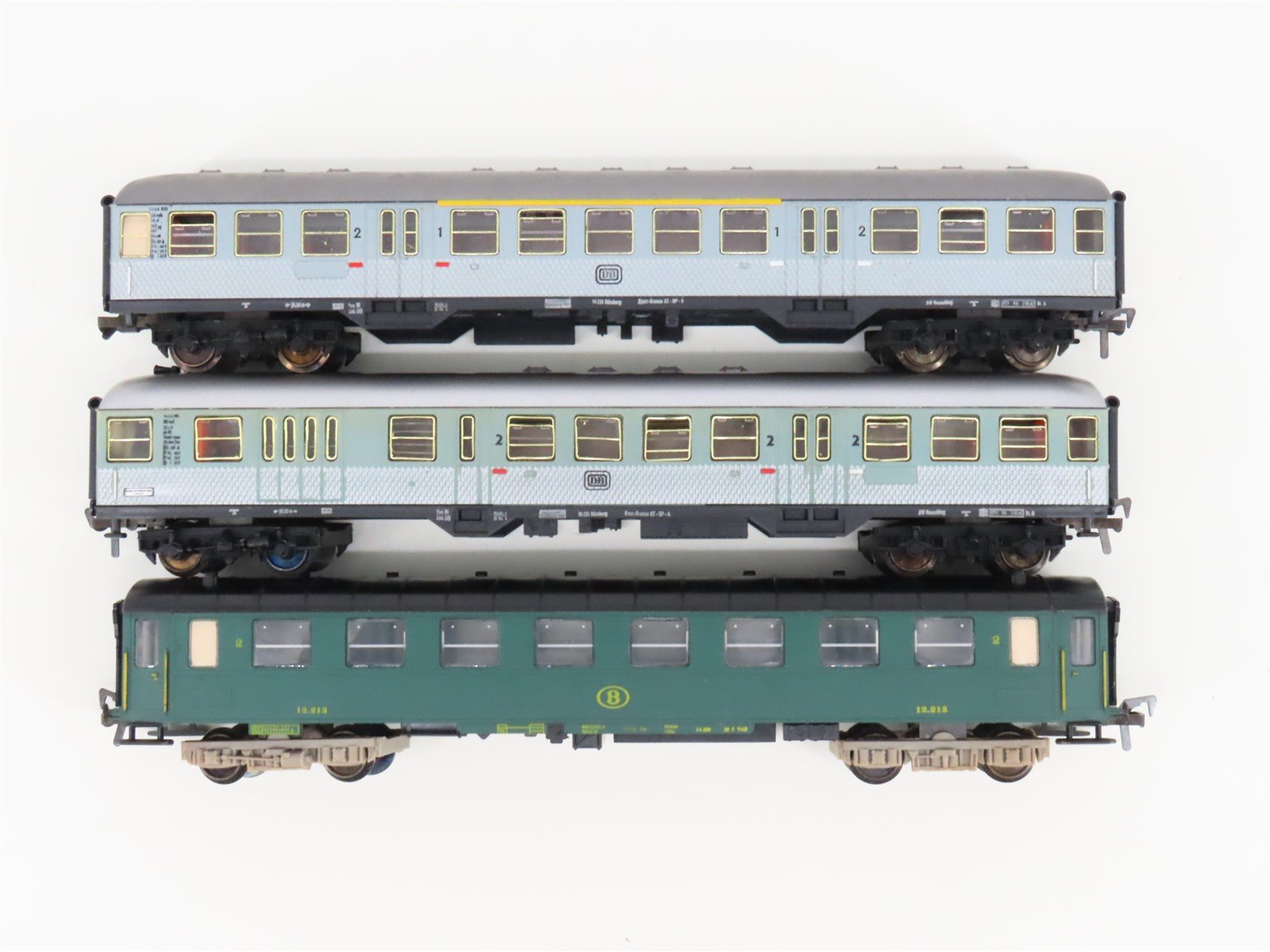 LOT of 3 HO Scale Fleischmann SNCB (Belgium), DB (German) Passenger Cars