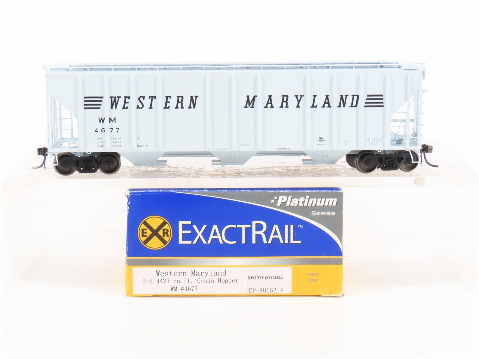 HO Scale ExactRail Platinum EP-80162-4 WM Western Maryland 3-Bay Hopper #4677