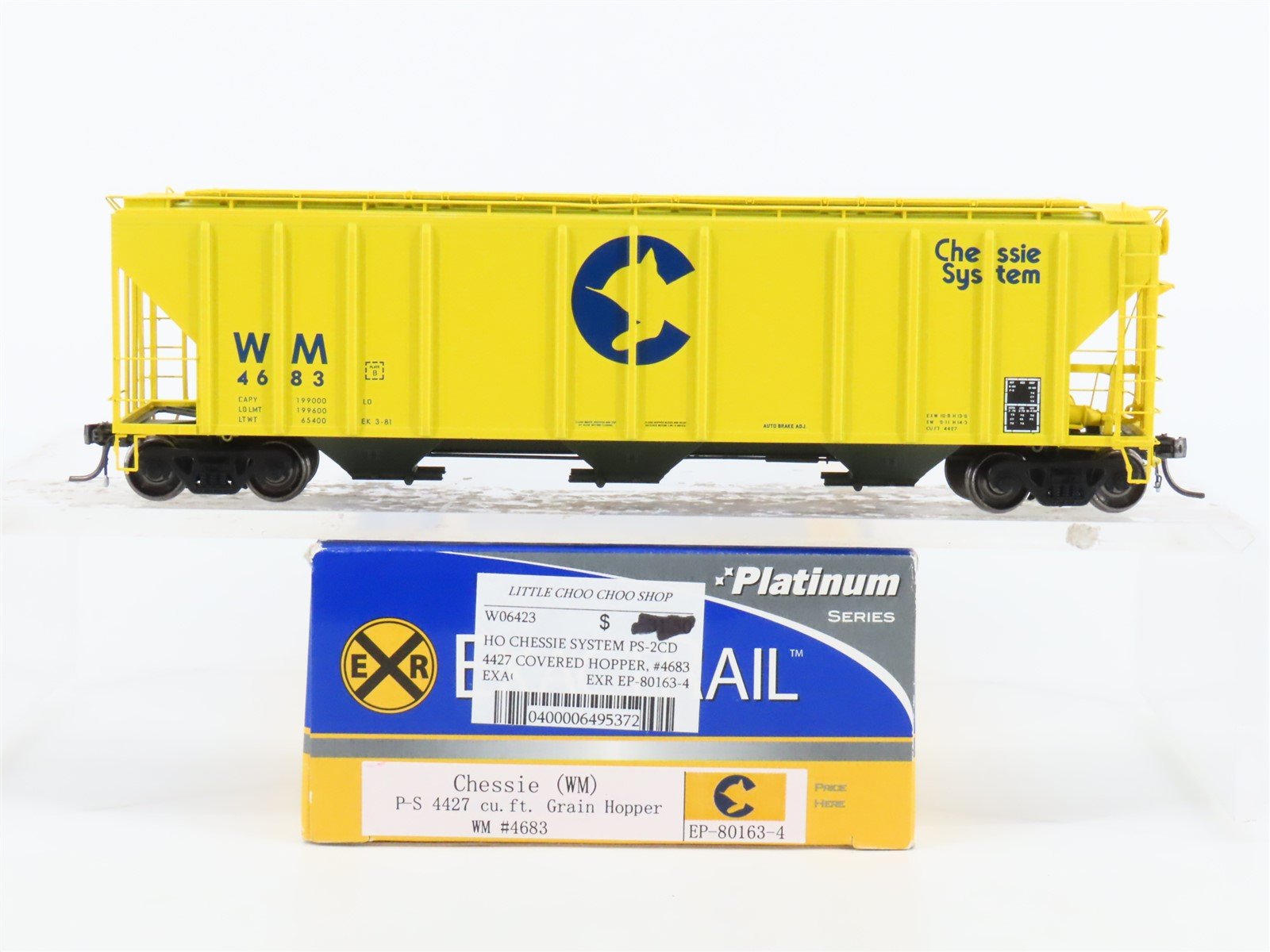HO Scale ExactRail Platinum EP-80163-4 WM Chessie System 3-Bay Hopper #4683