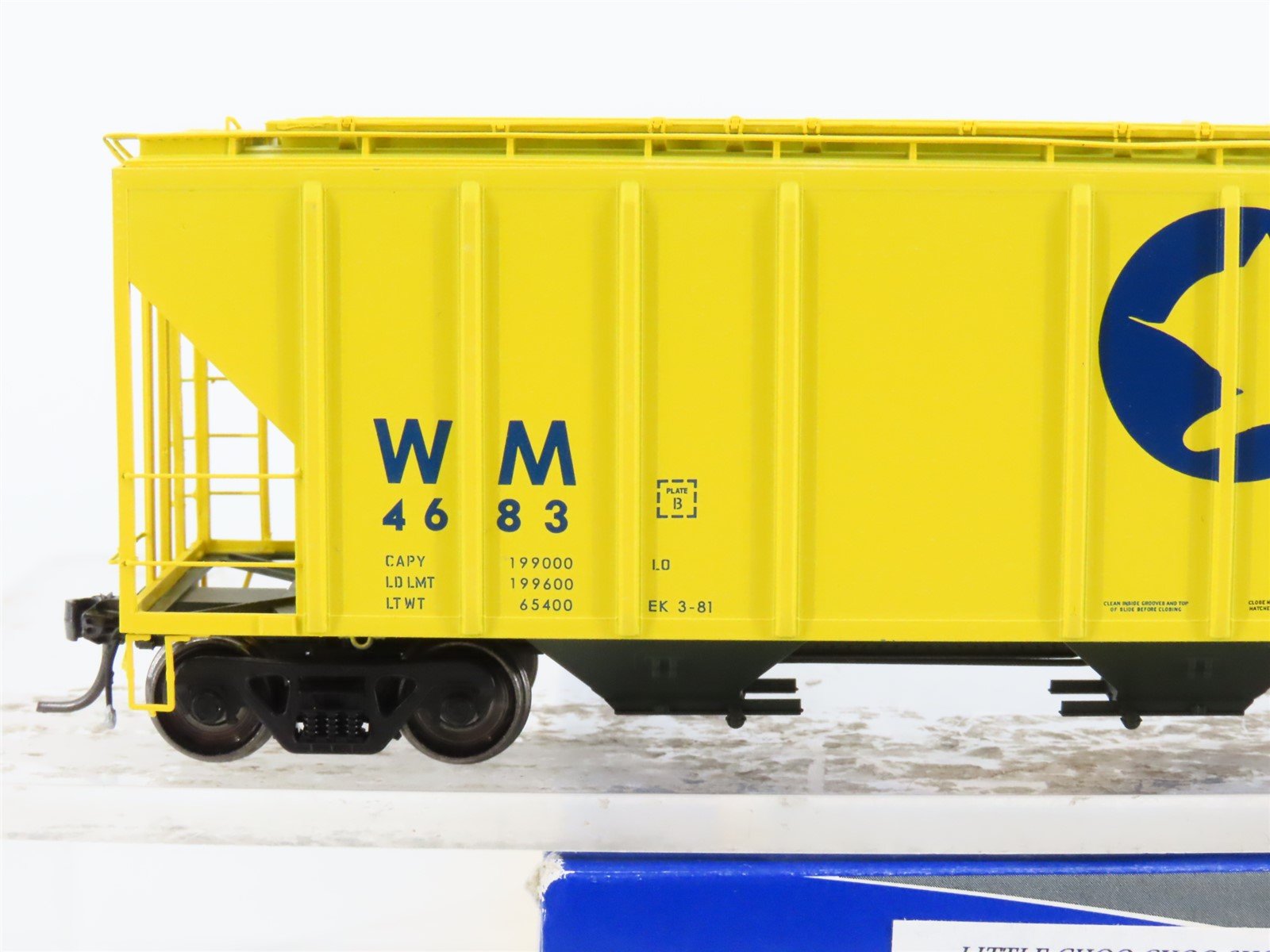 HO Scale ExactRail Platinum EP-80163-4 WM Chessie System 3-Bay Hopper #4683