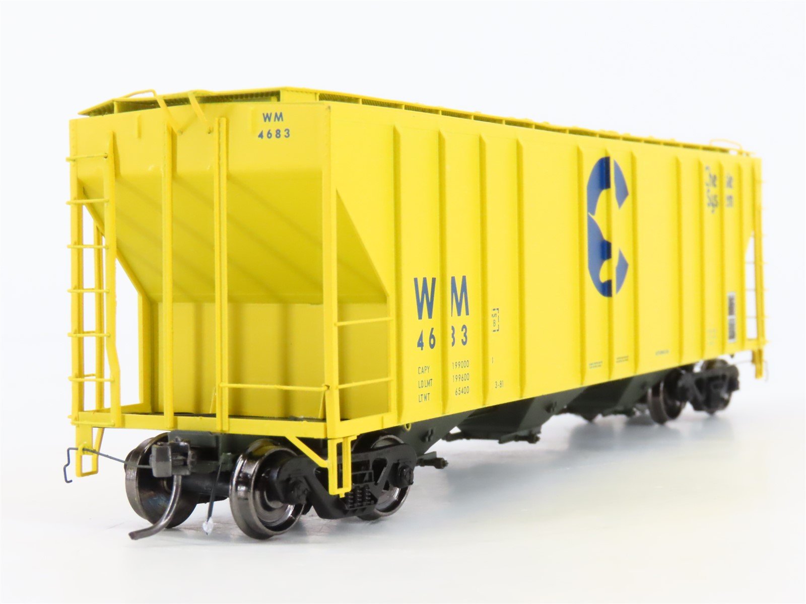 HO Scale ExactRail Platinum EP-80163-4 WM Chessie System 3-Bay Hopper #4683