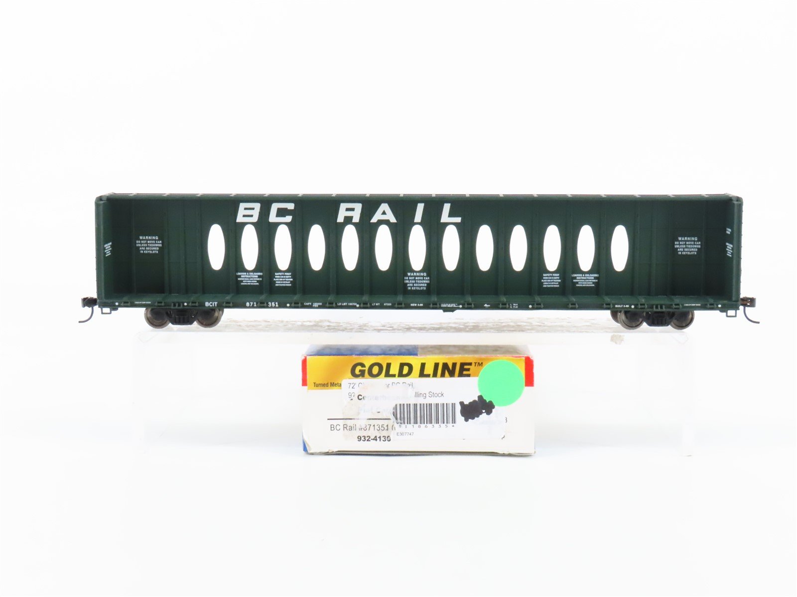 HO Walthers Gold Line 932-4130 BCIT BC Rail 72' Centerbeam Flat Car #871351