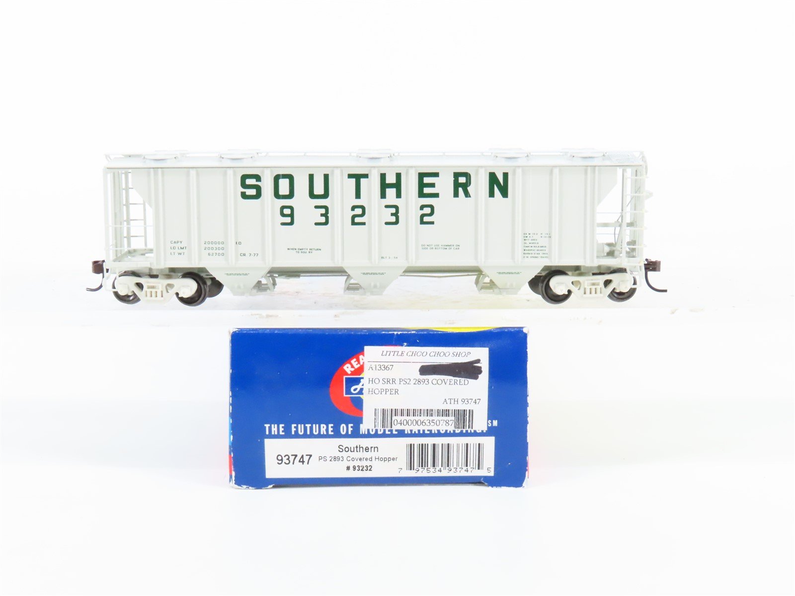 HO Scale Athearn 93747 SOU Southern Railroad 3-Bay Covered Hopper #93232
