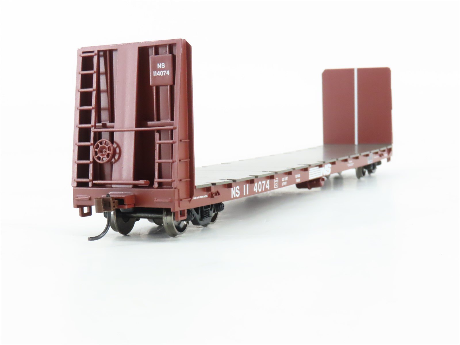 HO Scale Athearn ATH87705 NS Norfolk Southern 60' Bulkhead Flat Car #114074