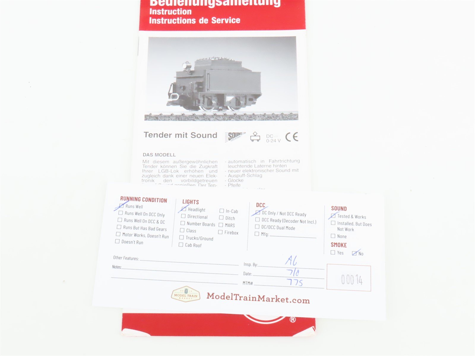 G Scale LGB 69772 Tasmanian Devil Coal Powered Steam Locomotive Tender