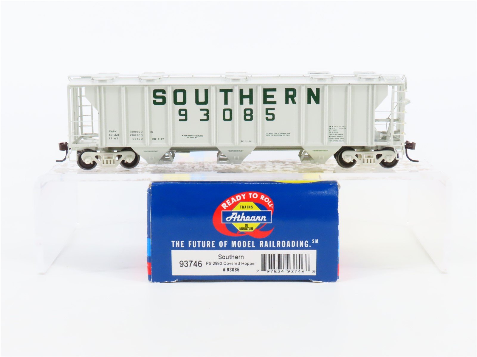 HO Scale Athearn 93746 SOU Southern Railway 3-Bay Covered Hopper #93085