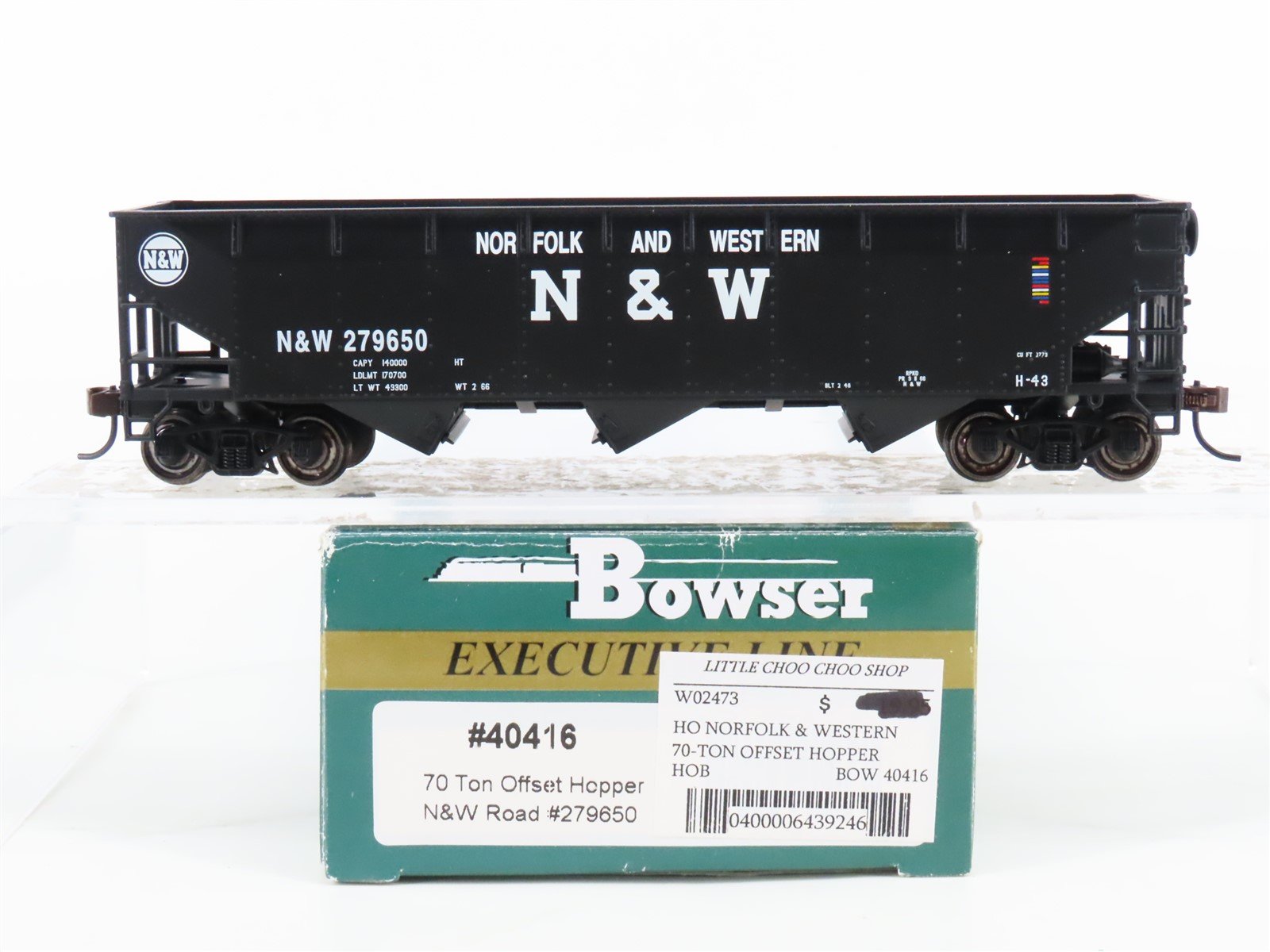 HO Scale Bowser Executive Line 40416 N&W Norfolk & Western 3-Bay Hopper #279650