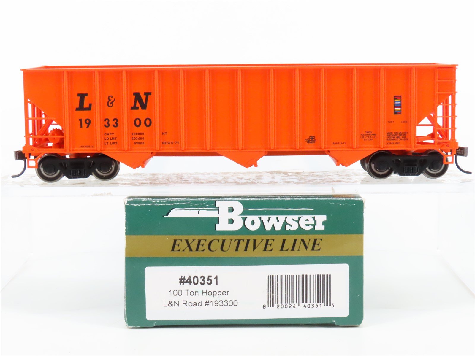 HO Bowser Executive Line 40351 L&N Louisville & Nashville 3-Bay Hopper #193300