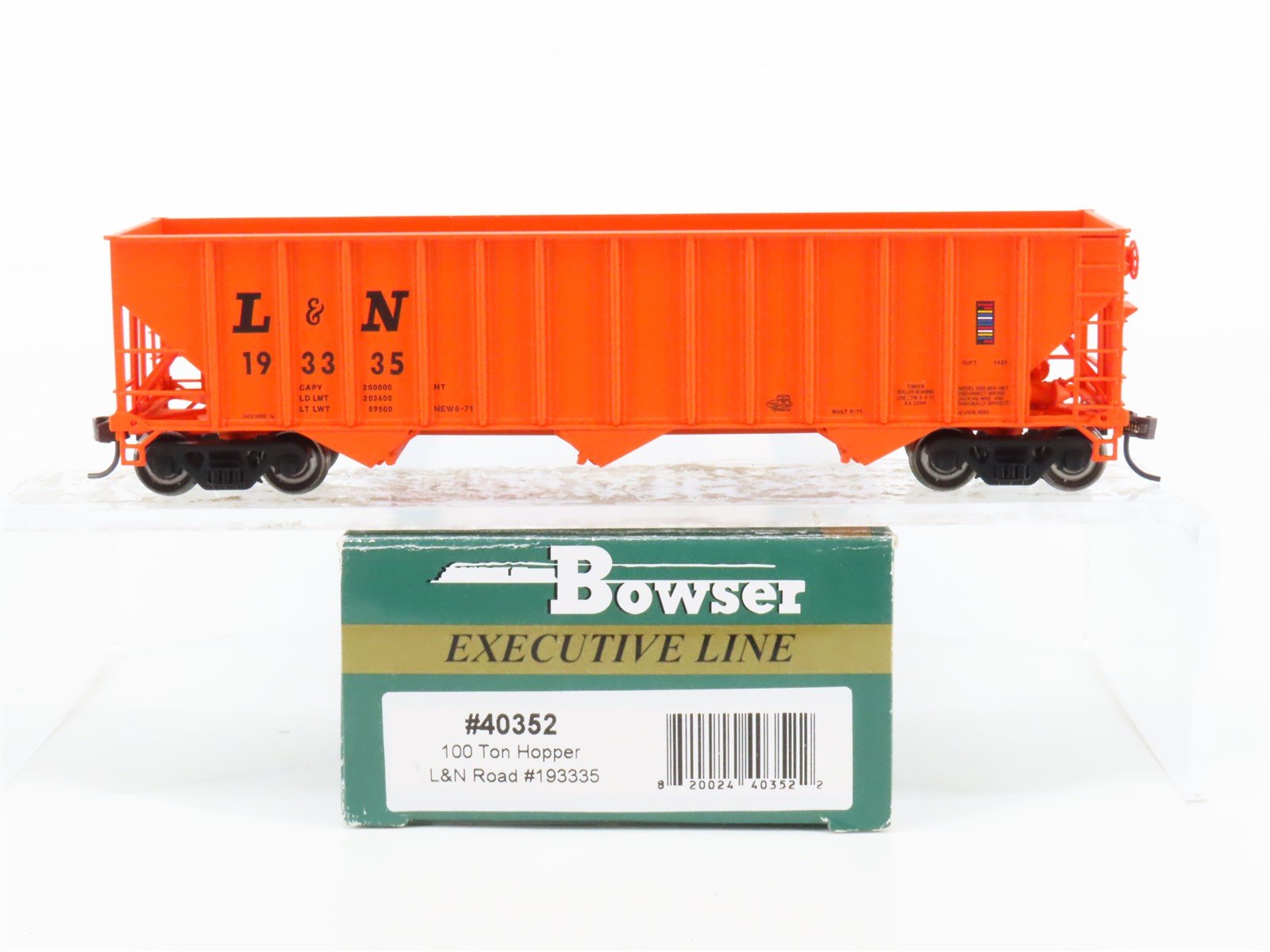 HO Bowser Executive Line 40352 L&N Louisville & Nashville 3-Bay Hopper #193335