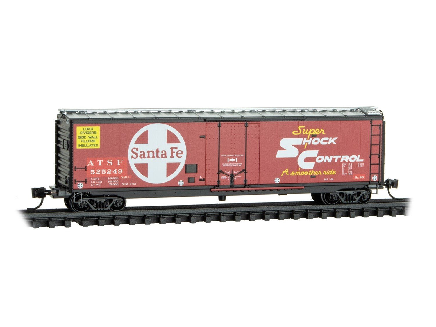 N Micro-Trains MTL 03200620 ATSF Santa Fe "Shock Control" 50' Box Car #525249