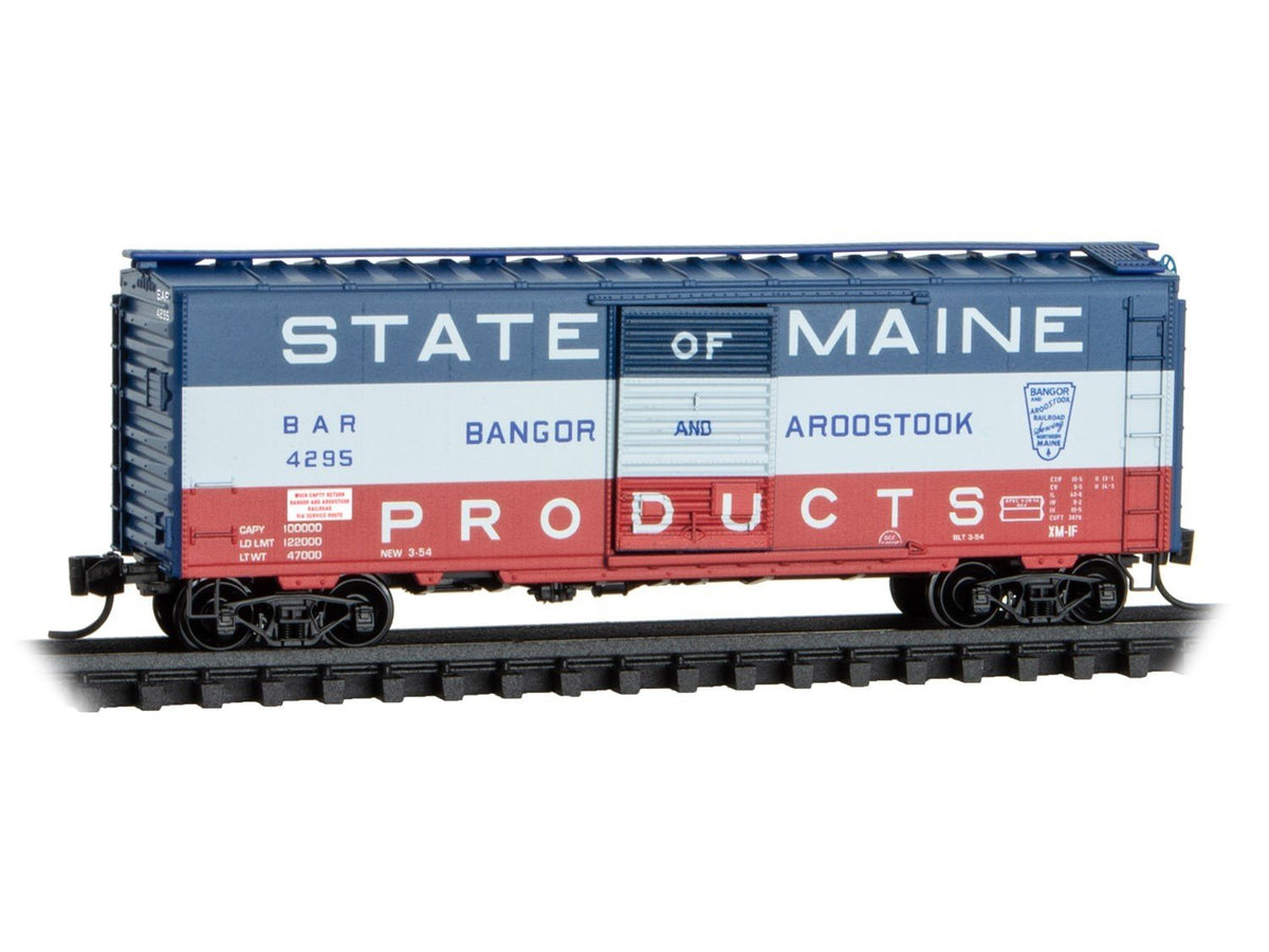 N Micro-Trains MTL 02000497 BAR &quot;State of Maine&quot; 40&#39; Single Door Box Car #4295