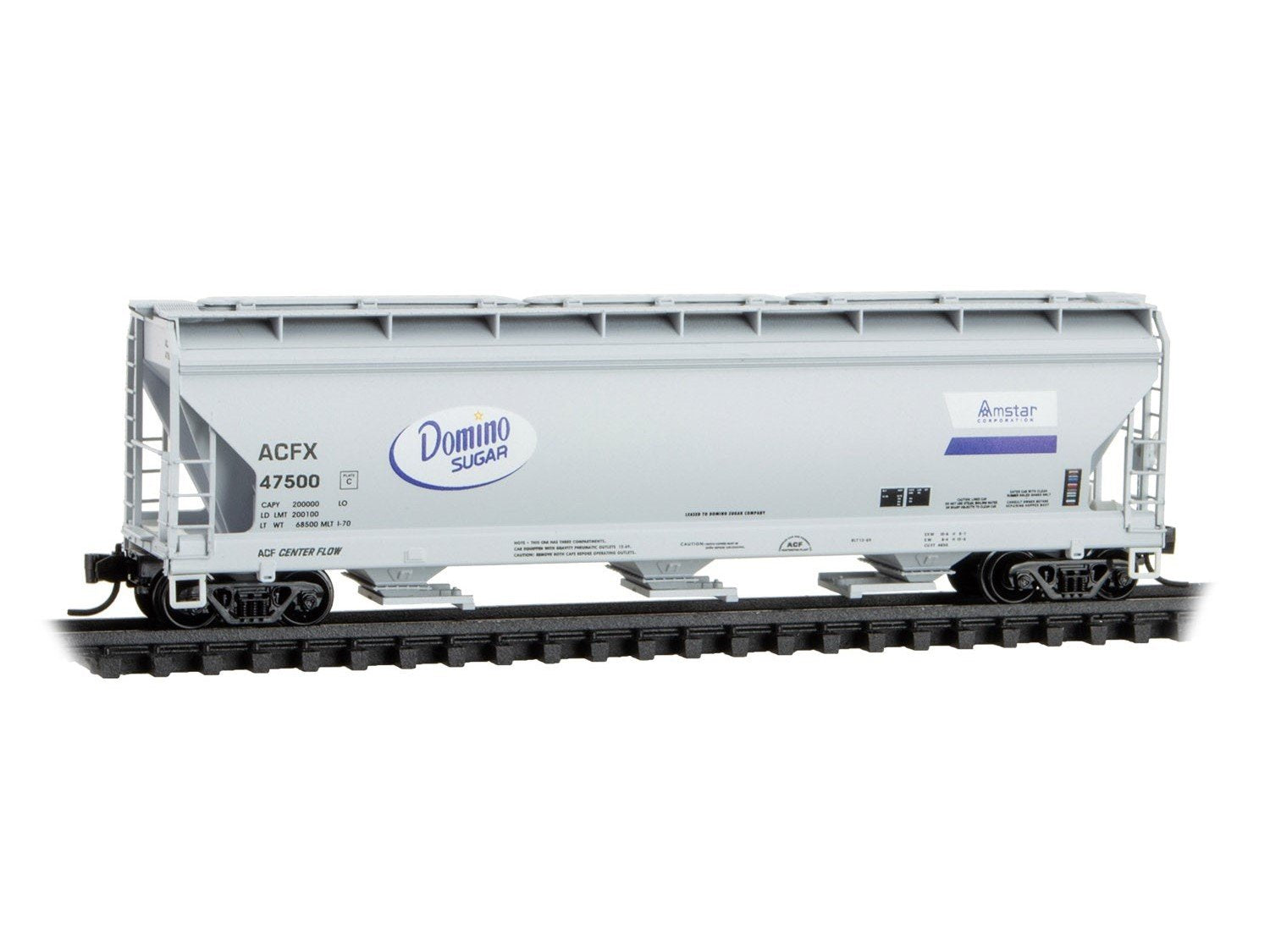 N Micro-Trains MTL 09400940 ACFX Domino Sugar Lease 3-Bay Covered Hopper #47500
