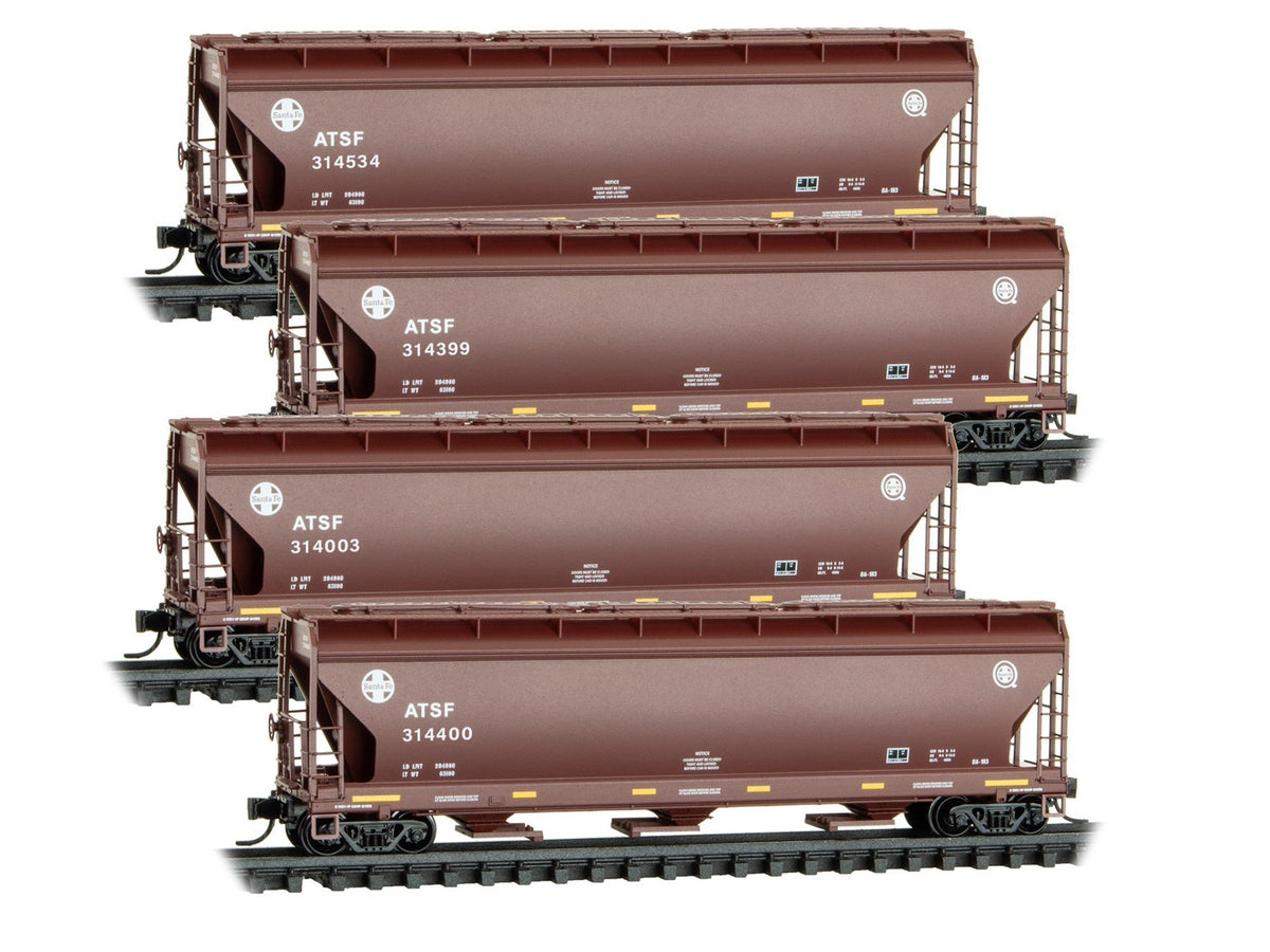N Scale Micro-Trains MTL 98300237 ATSF Santa Fe 3-Bay Covered Hoppers 4-Pack