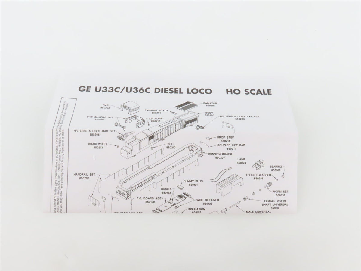 HO Scale Atlas 8554 SBD Seaboard System GE U36C Diesel #7304 - DCC Ready