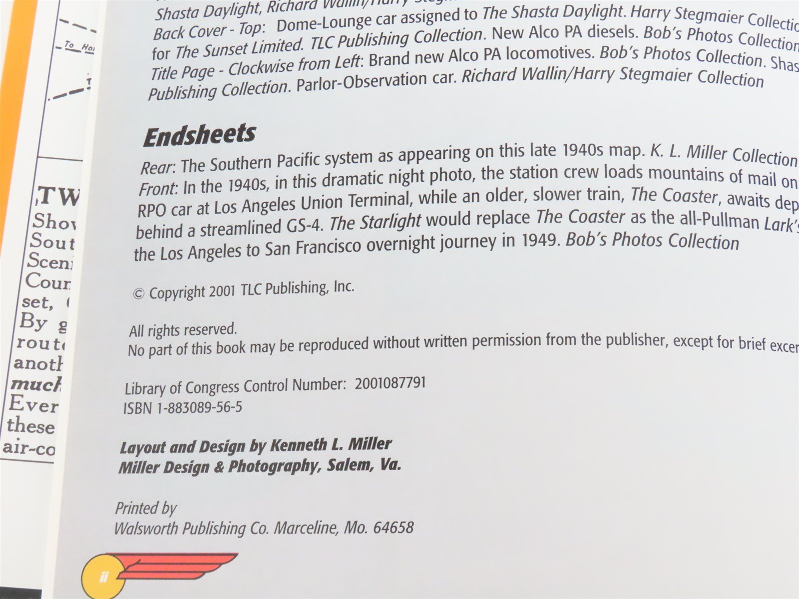 Southern Pacific Passenger Train Consists and Cars 1955-1958 by Stegmaier ©2001