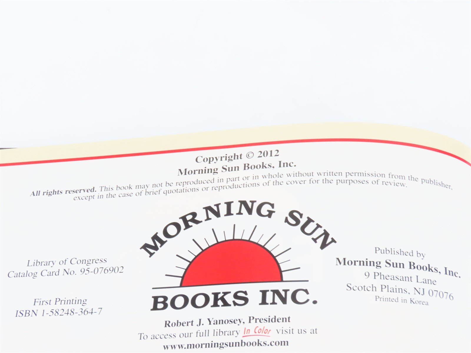 Morning Sun Books: Frisco In Color Volume 2 by Greg Stout ©2012 HC Book