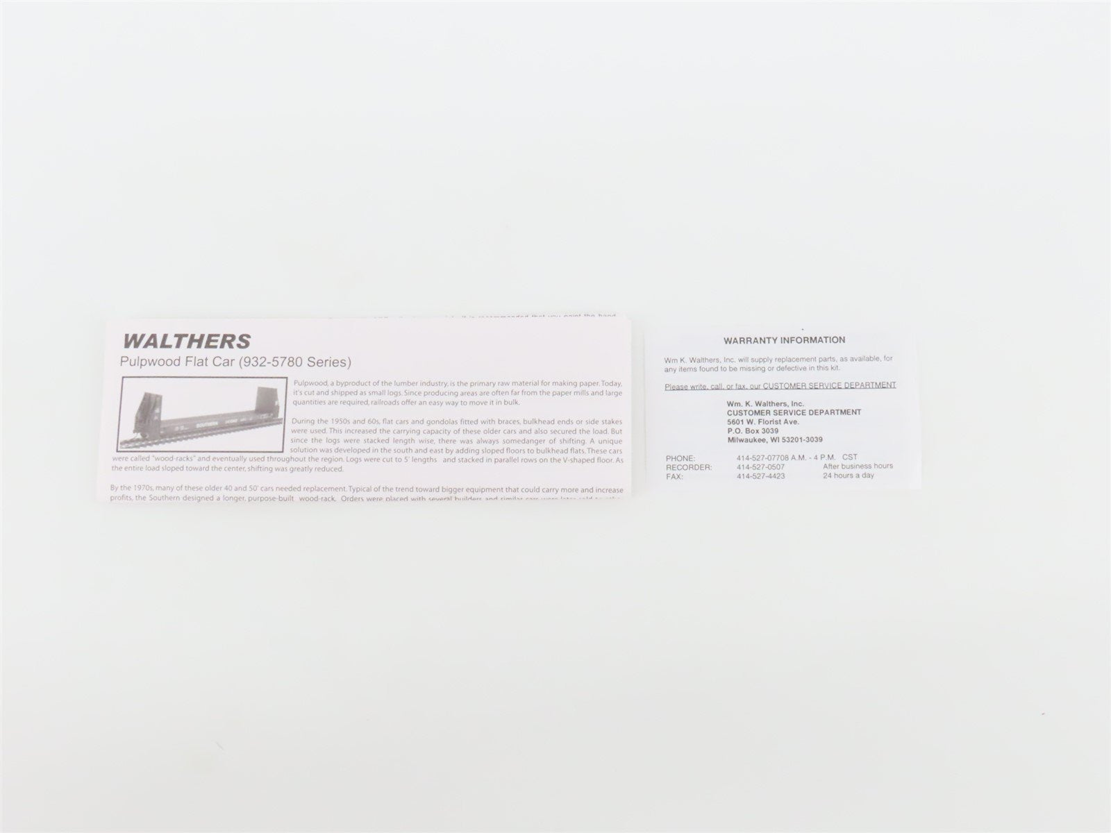 HO Scale Walthers 932-25784 ACL Atlantic Coast Line 50' Pulpwood Car 2-Pack