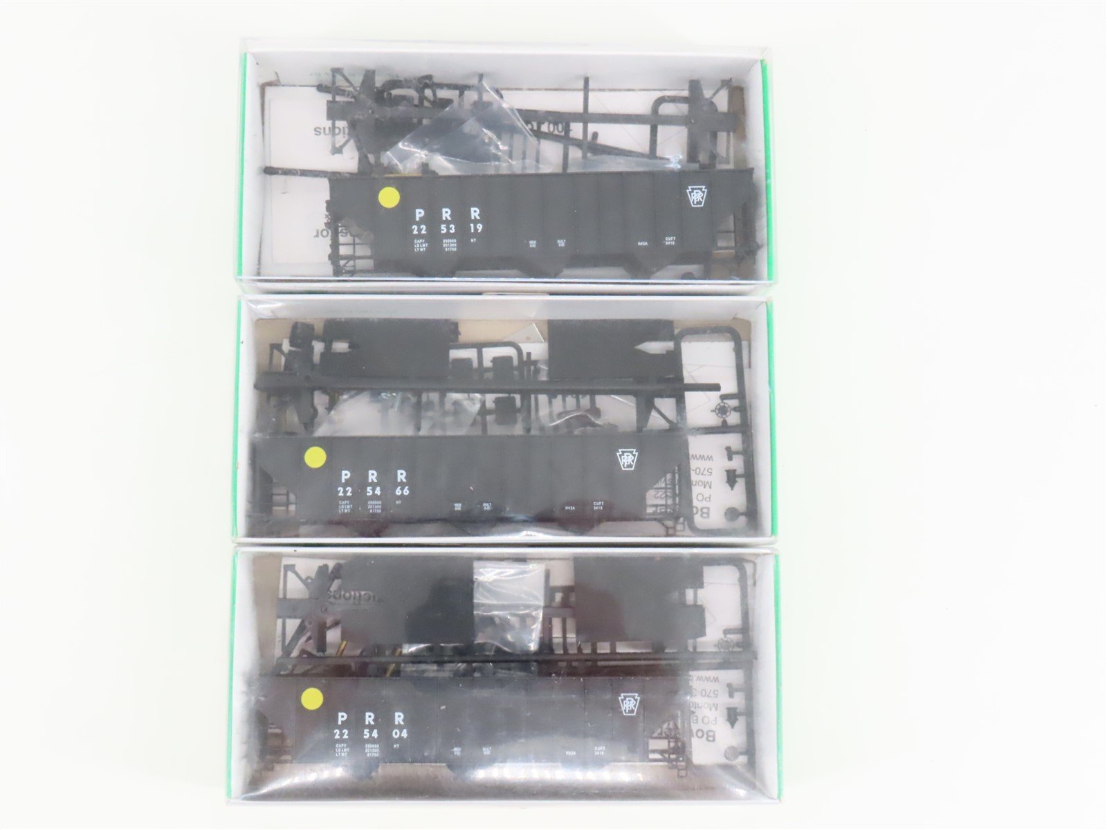 Lot of 3 HO Scale Bowser PRR Pennsylvania 3-Bay Open Hopper Car Kits