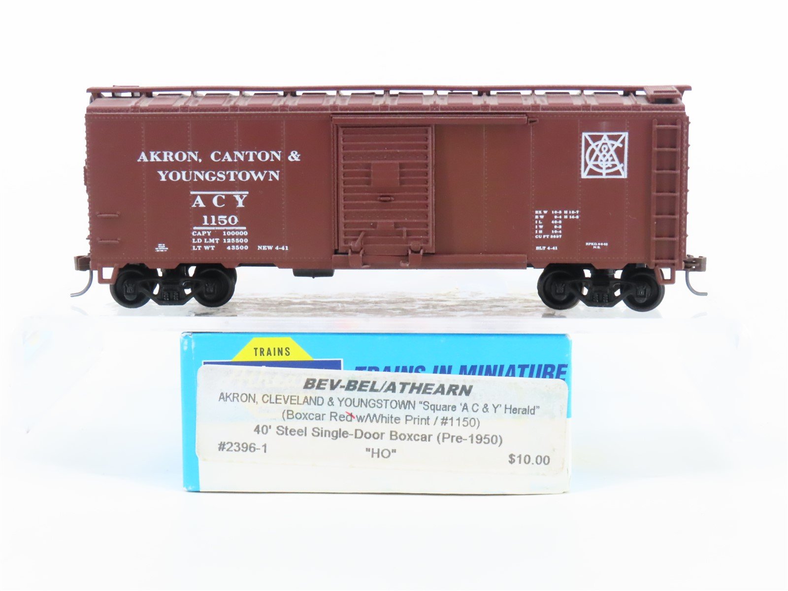 HO Athearn Bev-Bel 2396-1 ACY Akron, Canton, & Youngstown 40' Box Car #1150