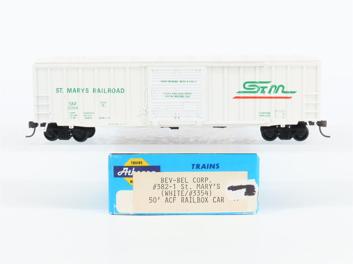 HO Scale Athearn Bev-Bel 382-1 SM St Mary&#39;s Railroad 50&#39; Box Car #3354