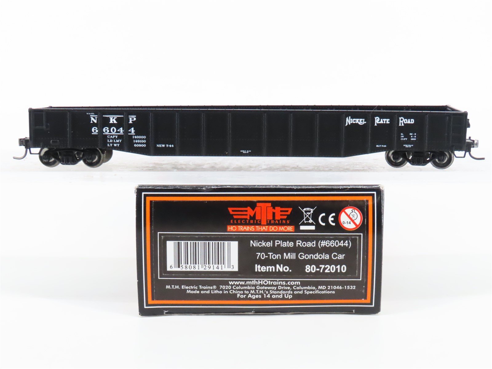 HO Scale MTH 80-72010 NKP Nickel Plate Road Mill Gondola #66044