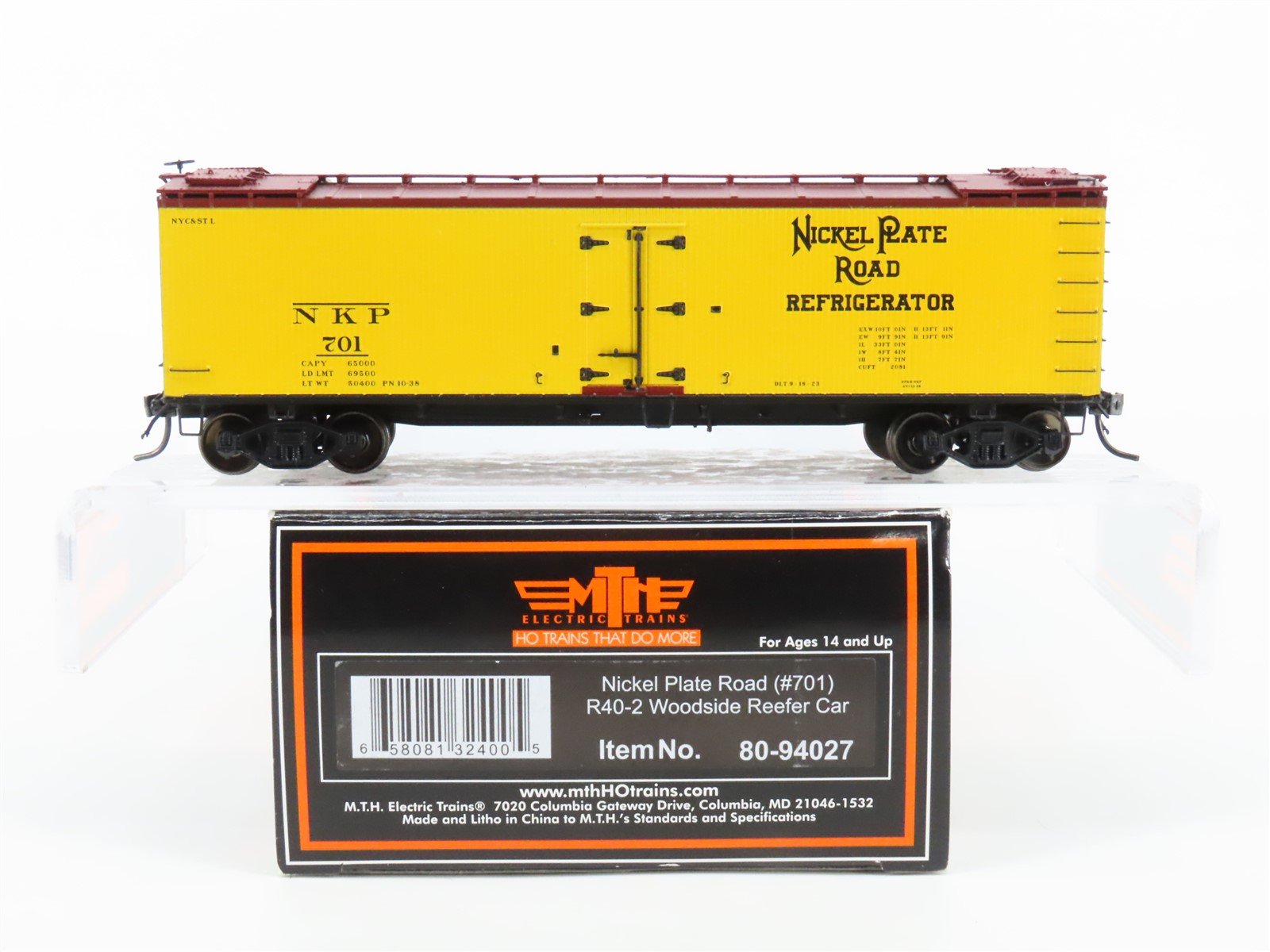 HO Scale MTH 80-94027 NKP Nickel Plate Road Woodside Reefer #701