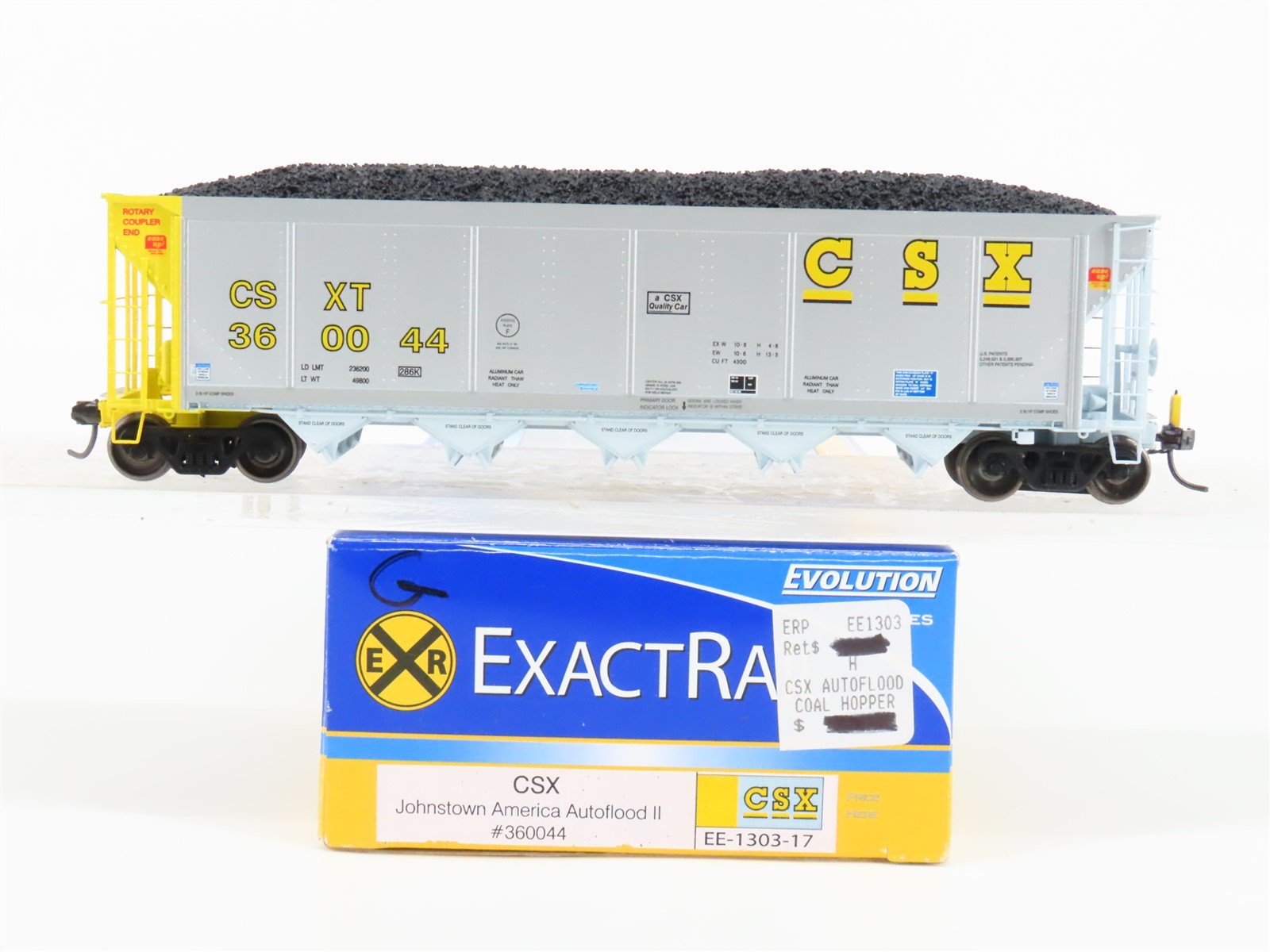 HO Scale ExactRail Evolution EE-1303-17 CSXT CSX 5-Bay Hopper #360044 w/ Load