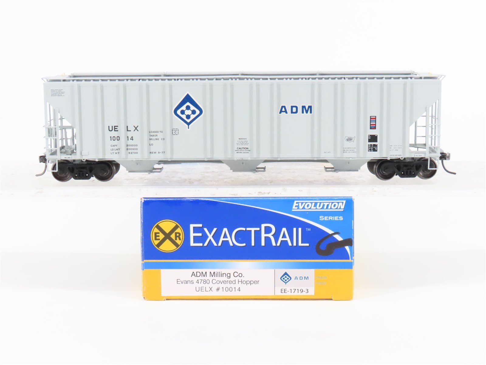 HO Scale ExactRail Evolution EE-1719-3 UELX ADM Milling Co. 3-Bay Hopper #10014