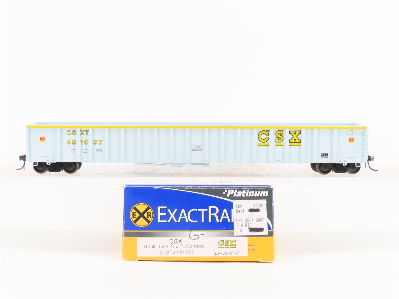 HO Scale ExactRail Platinum EP-80701-7 CSXT CSX Thrall Gondola #491037