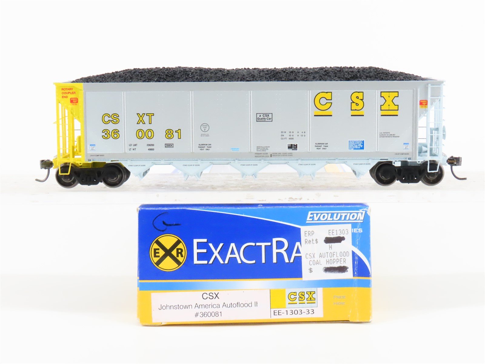 HO Scale ExactRail Evolution EE-1303-33 CSXT CSX 5-Bay Hopper #360081 w/ Load