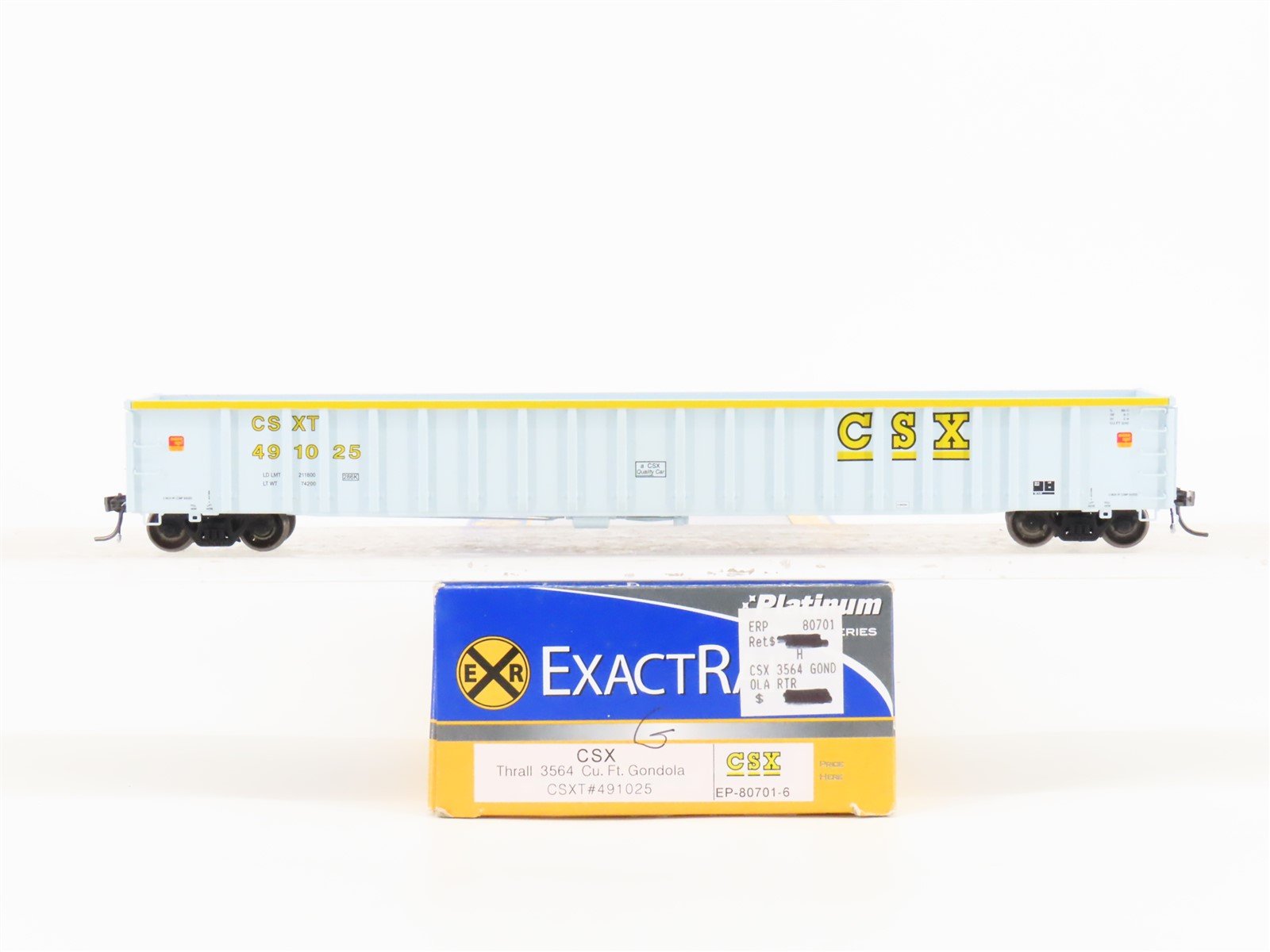 HO Scale ExactRail Platinum EP-80701-6 CSXT CSX Thrall Gondola #491025