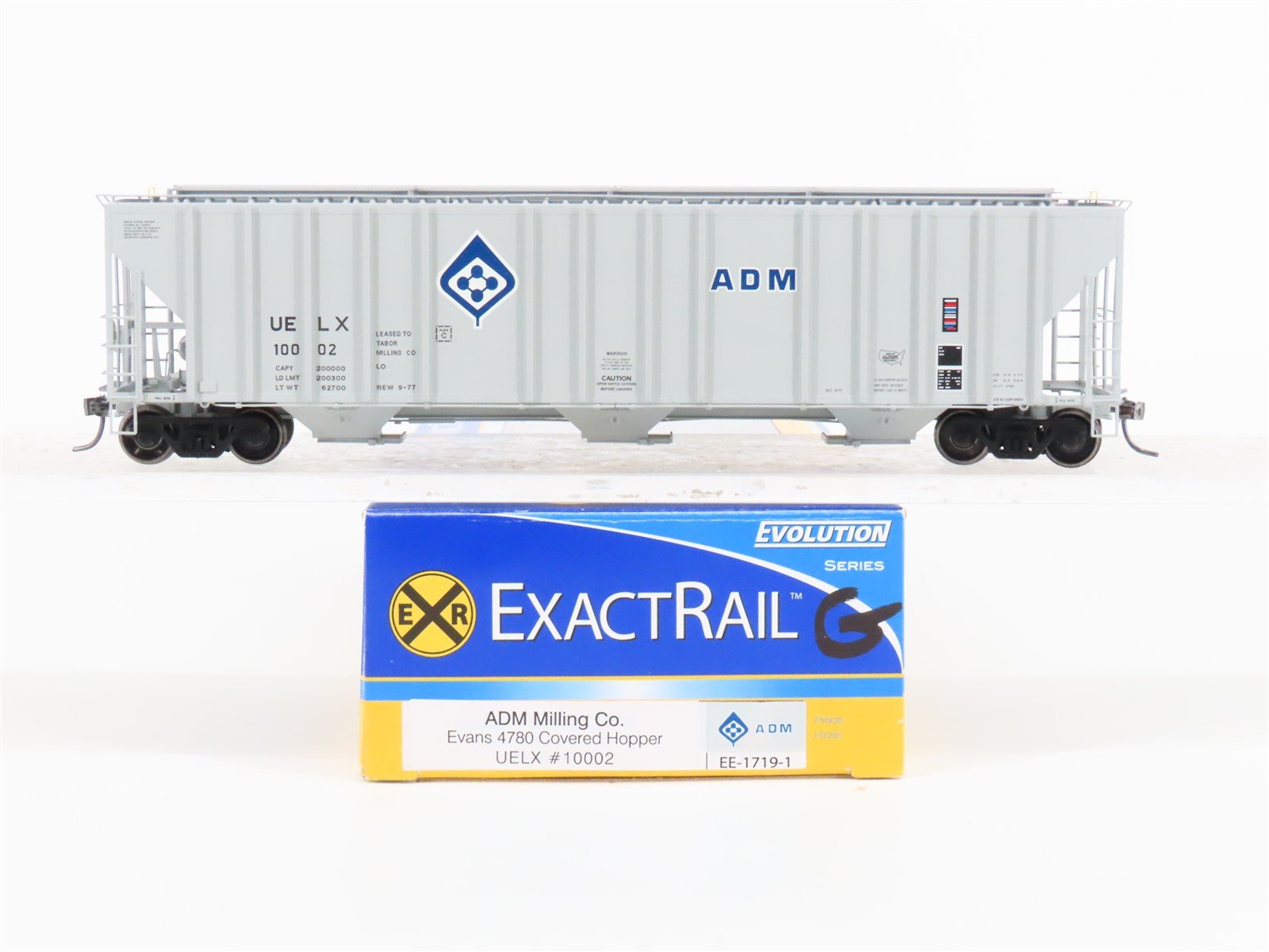 HO Scale ExactRail Evolution EE-1719-1 UELX ADM Milling Co 3-Bay Hopper #10002