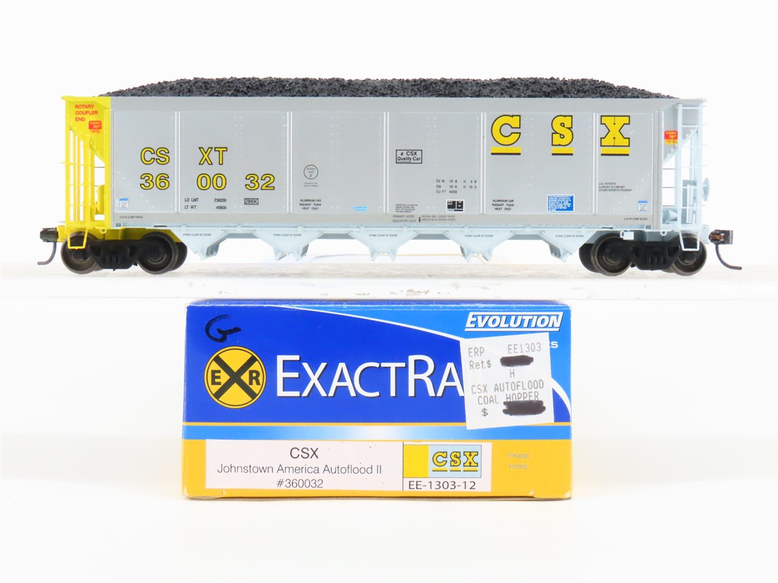 HO Scale ExactRail Evolution EE-1303-12 CSXT CSX 5-Bay Hopper #360032 w/ Load