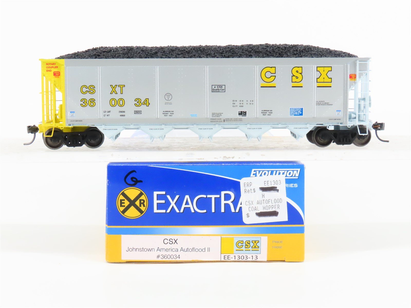 HO Scale ExactRail Evolution EE-1303-13 CSXT CSX 5-Bay Hopper #360034 w/ Load