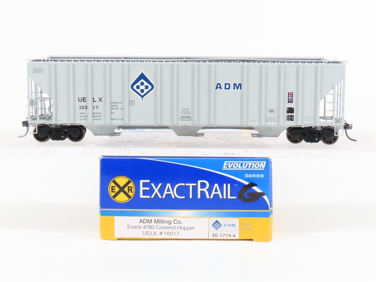 HO Scale ExactRail Evolution EE-1719-4 UELX ADM Milling Co. 3-Bay Hopper #10017