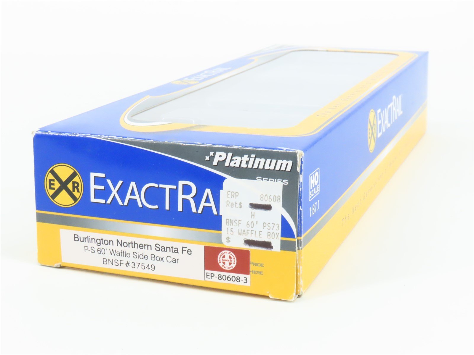 HO ExactRail Platinum EP-80608-3 BNSF Railway 60' Waffle Side Box Car #37549