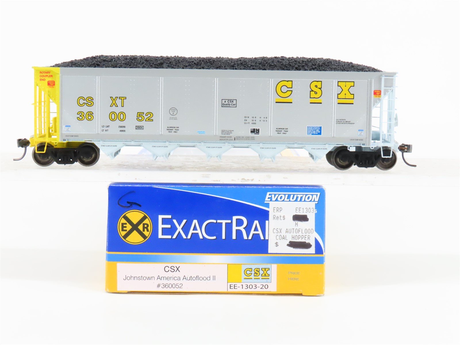 HO Scale ExactRail Evolution EE-1303-20 CSXT CSX 5-Bay Hopper #360052 w/ Load