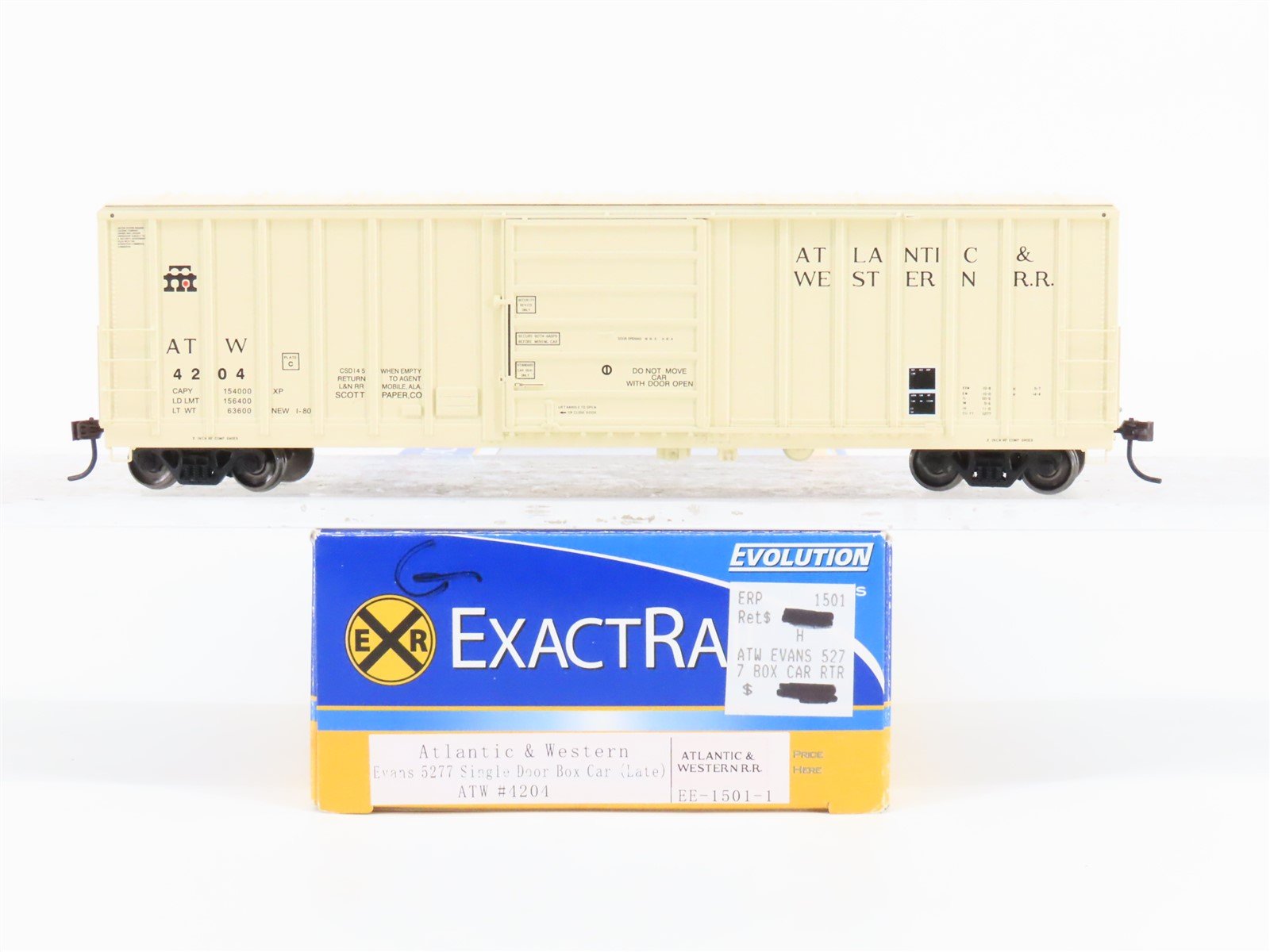 HO Scale ExactRail EE-1501-1 ATW Atlantic & Western Single Door Box Car #4204