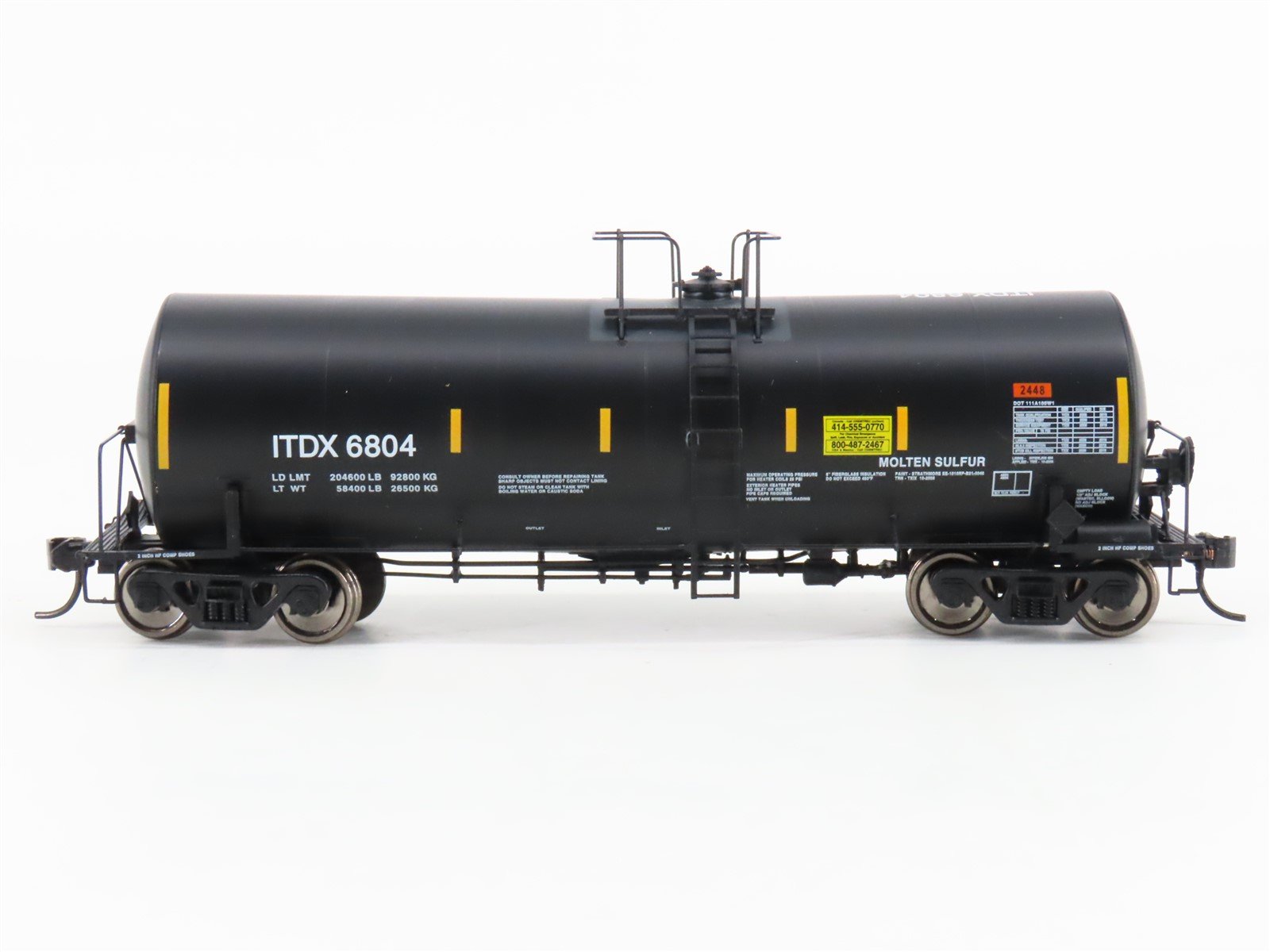 HO Scale Walthers Proto ITDX 40' Trinity 14K Gallon Molten Sulfur Tank Car #6804