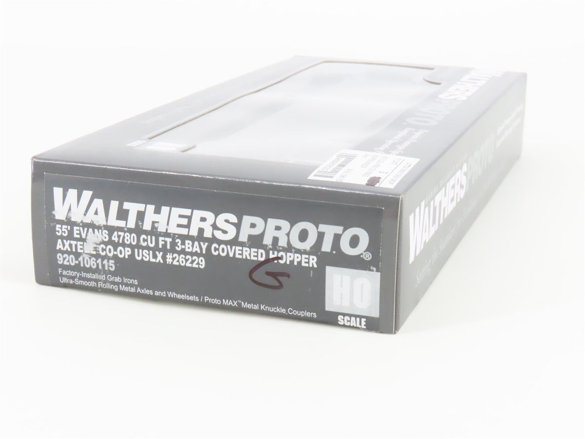 HO Walthers Proto 920-106115 USLX Axtell Co-Op Grain 3-Bay Cov&#39;d Hopper #26229
