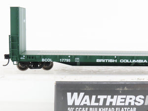 HO Scale Walthers Proto 920-104303 BCOL British Columbia Bulkhead Flat Car 17795