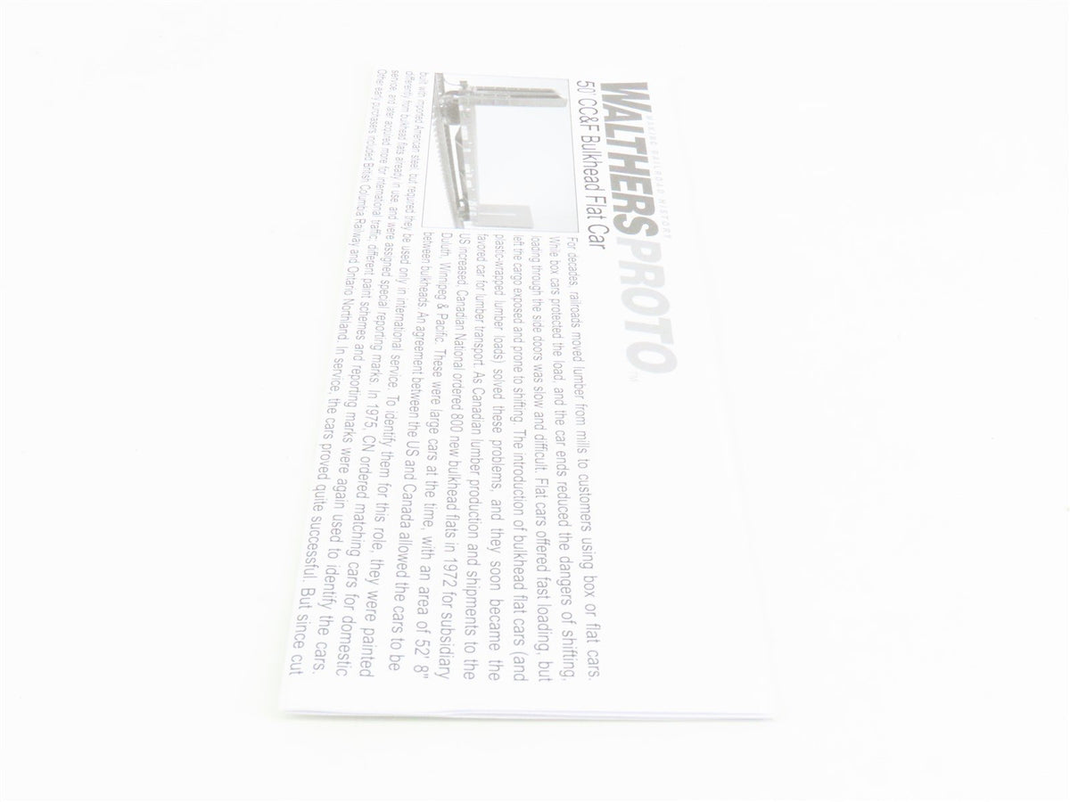 HO Scale Walthers Proto 920-104303 BCOL British Columbia Bulkhead Flat Car 17795