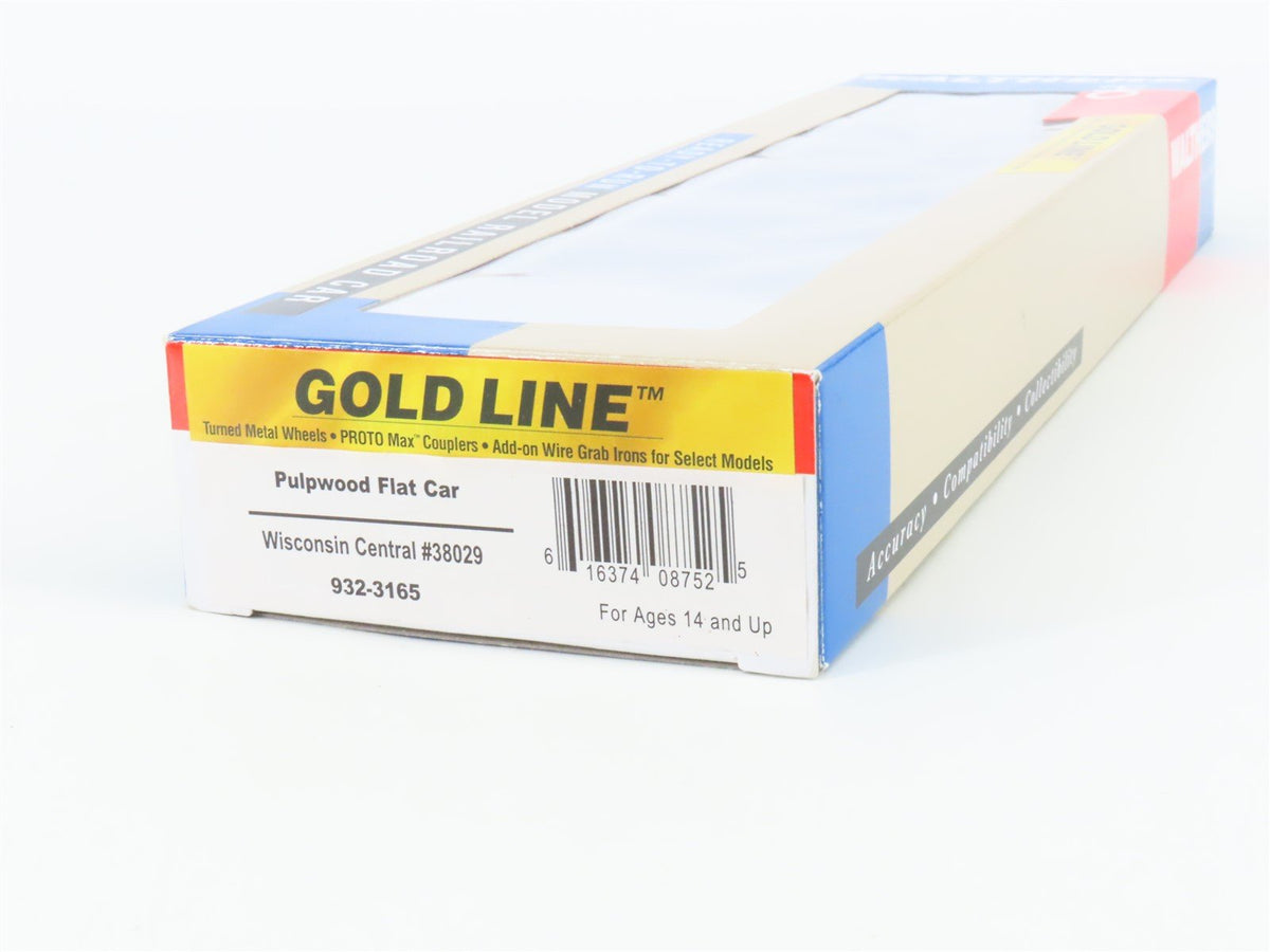 HO Walthers Gold Line 932-3165 WC Wisconsin Central Pulpwood Flat Car #38029