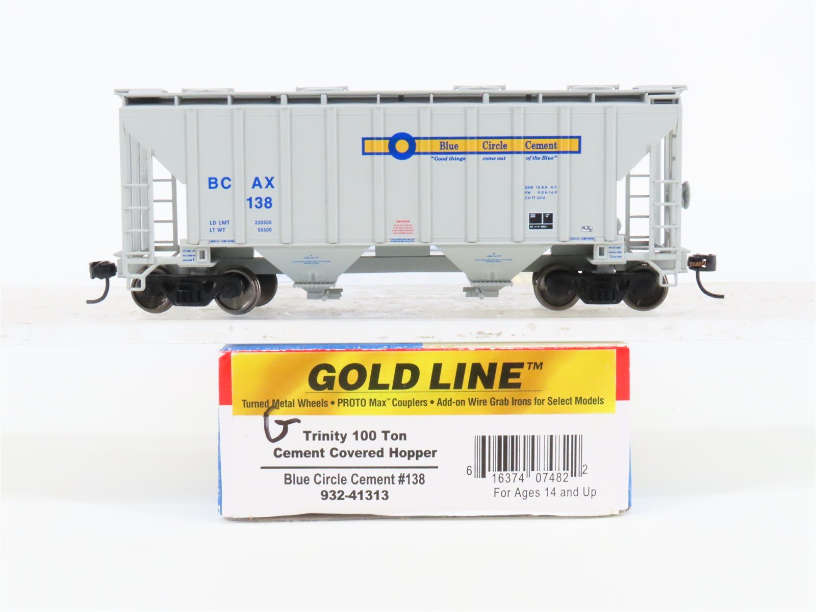 HO Scale Walthers Gold Line 932-41313 BCAX Blue Circle Cement 2-Bay Hopper #138