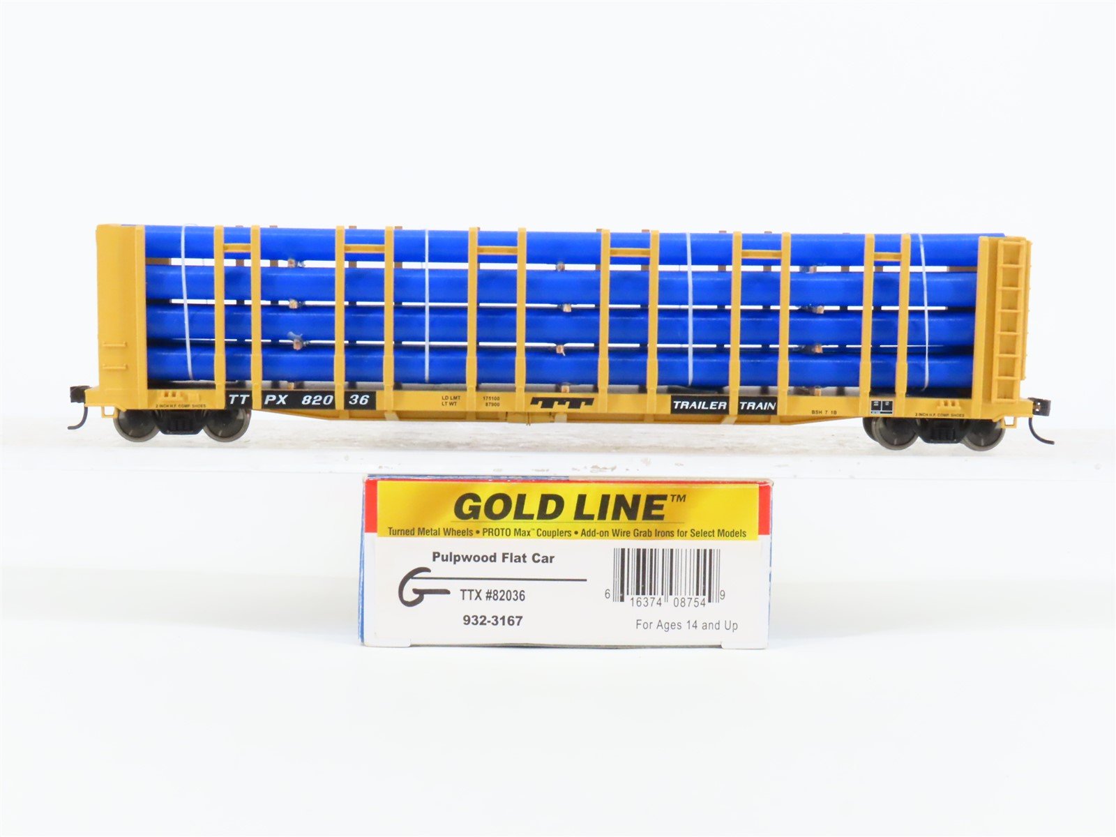 HO Walthers Gold Line 932-3167 TTPX TTX Trailer Train Pulpwood Flat Car #82036