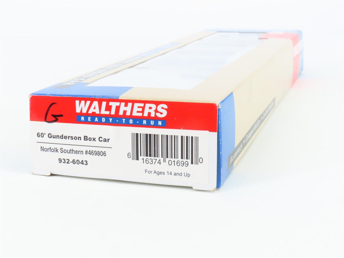 HO Scale Walthers 932-6043 NS Norfolk Southern 60&#39; Gunderson Box Car #469806