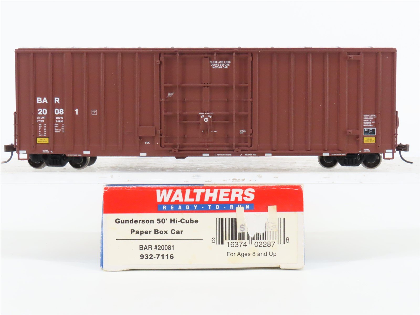 HO Scale Walthers 932-7116 BAR Gunderson 50' Hi-Cube Paper Box Car #20081