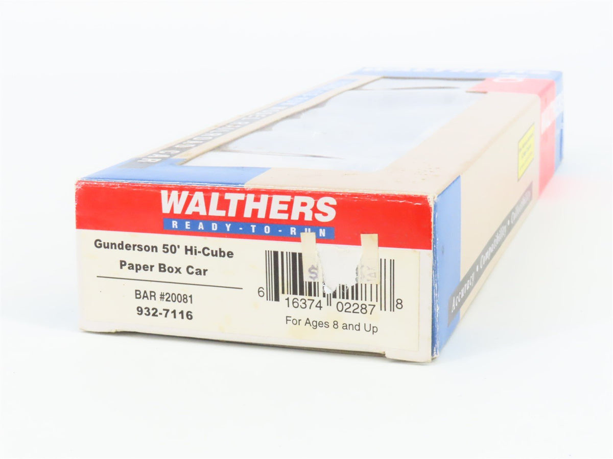 HO Scale Walthers 932-7116 BAR Gunderson 50&#39; Hi-Cube Paper Box Car #20081